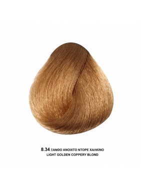 Bioshev Hair Color Cream 8,34 Ξανθό Ανοιχτό Ντορε Χάλκινο
