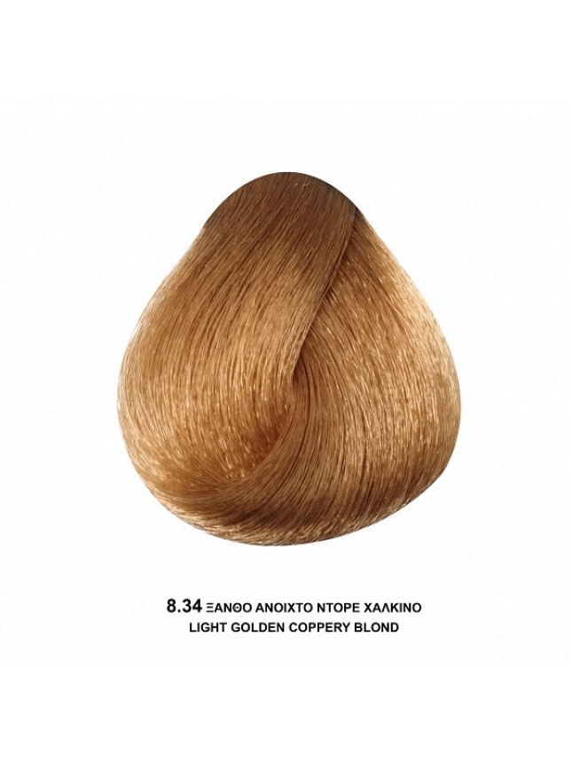 Bioshev Hair Color Cream 8,34 Ξανθό Ανοιχτό Ντορε Χάλκινο