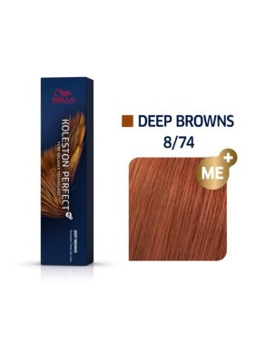 Wella Koleston Perfect Me+ Deep Browns 8/74 Ξανθό Ανοιχτό Καφέ Κόκκινο 60ml