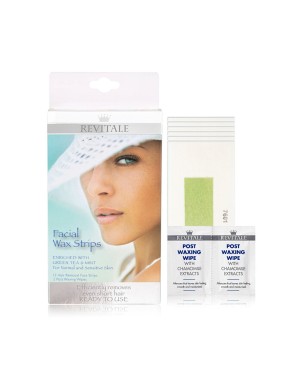 Revitale 12 Facial Hair Wax Strips 100 Ecological Green Tea & MINT