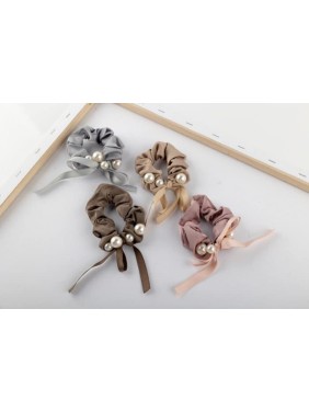 Azure Accessories Scrunchie Με Φιόγκο Και Πέρλες (XA-0277)