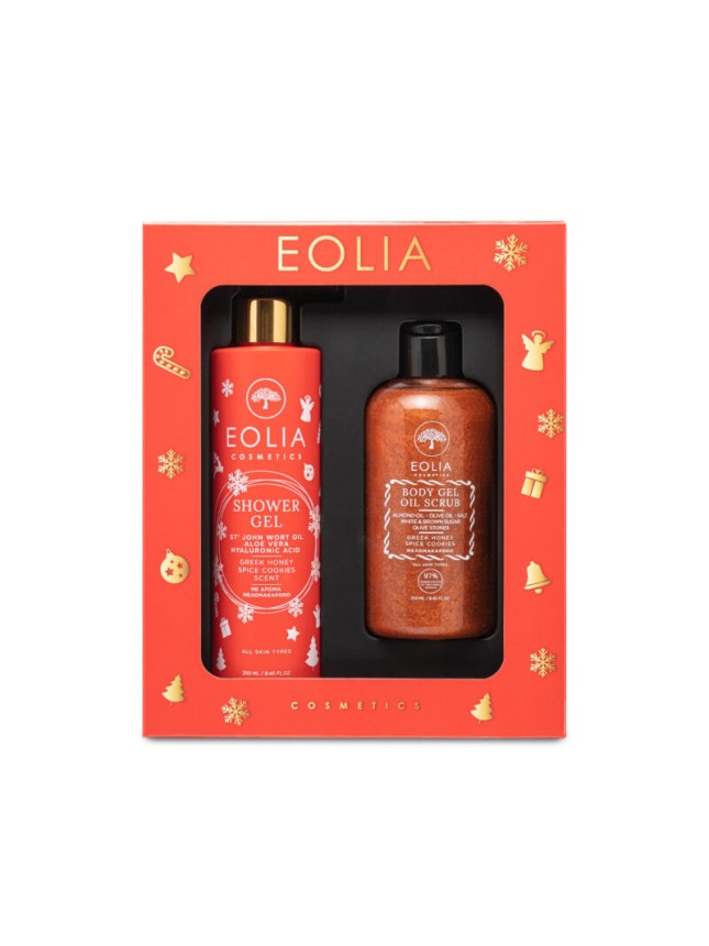 Eolia Gift Box Shower Gel & Body Gel Scrub Με Αρωμα Μελομακάρονο